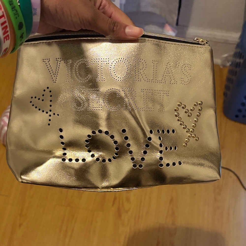 Victoria's Secret Gold Love Cosmetic Bag